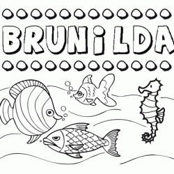 Dibujos de los nombres. Nombre Brunilda para pintar, colorear e imprimir