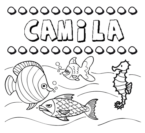 Dibujos de los nombres. Nombre Camila para pintar, colorear e imprimir