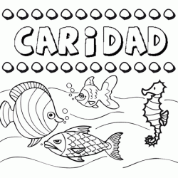 Dibujos de los nombres. Nombre Caridad para pintar, colorear e imprimir