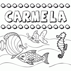Dibujos de los nombres. Nombre Carmela para pintar, colorear e imprimir