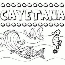 Dibujos de los nombres. Nombre Cayetana para pintar, colorear e imprimir