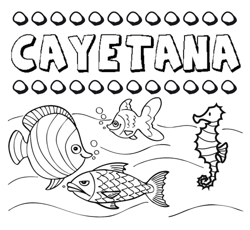 Dibujos de los nombres. Nombre Cayetana para pintar, colorear e imprimir
