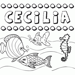 Dibujos de los nombres. Nombre Cecilia para pintar, colorear e imprimir