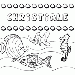Dibujos de los nombres. Nombre Christiane para pintar, colorear e imprimir