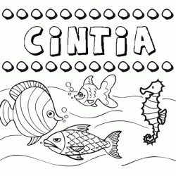 Dibujos de los nombres. Nombre Cintia para pintar, colorear e imprimir
