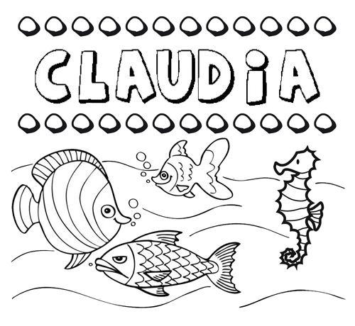 Dibujos de los nombres. Nombre Claudia para pintar, colorear e imprimir