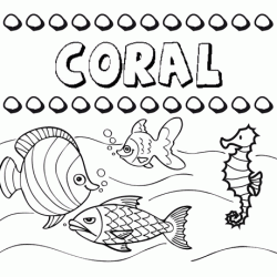 Dibujos de los nombres. Nombre Coral para pintar, colorear e imprimir