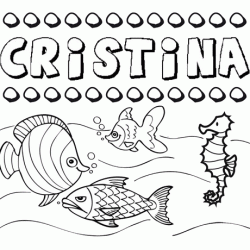 Dibujos de los nombres. Nombre Cristina para pintar, colorear e imprimir