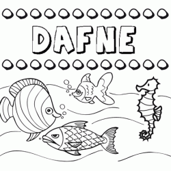 Dibujos de los nombres. Nombre Dafne para pintar, colorear e imprimir