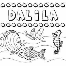 Dibujos de los nombres. Nombre Dalila para pintar, colorear e imprimir