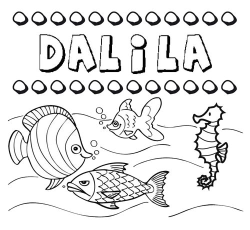 Dibujos de los nombres. Nombre Dalila para pintar, colorear e imprimir