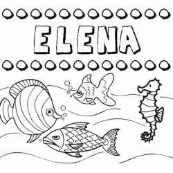 Dibujos de los nombres. Nombre Elena para pintar, colorear e imprimir