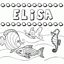 Dibujos de los nombres. Nombre Elisa para pintar, colorear e imprimir
