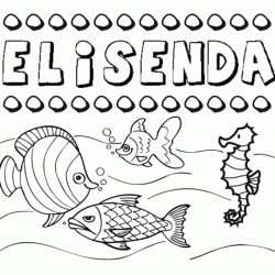 Dibujos de los nombres. Nombre Elisenda para pintar, colorear e imprimir