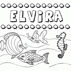 Dibujos de los nombres. Nombre Elvira para pintar, colorear e imprimir