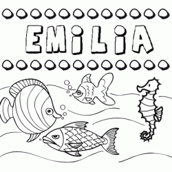 Dibujos de los nombres. Nombre Emilia para pintar, colorear e imprimir