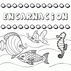 Dibujos de los nombres. Nombre Encarnación para pintar, colorear e imprimir