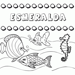 Dibujos de los nombres. Nombre Esmeralda para pintar, colorear e imprimir