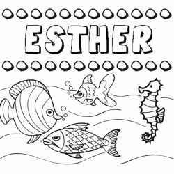 Dibujos de los nombres. Nombre Esther para pintar, colorear e imprimir