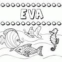 Dibujos de los nombres. Nombre Eva para pintar, colorear e imprimir