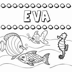 Dibujos de los nombres. Nombre Eva para pintar, colorear e imprimir