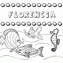 Dibujos de los nombres. Nombre Florencia para pintar, colorear e imprimir