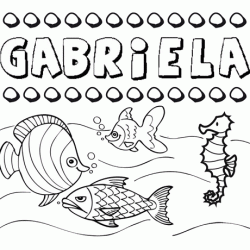 Dibujos de los nombres. Nombre Gabriela para pintar, colorear e imprimir