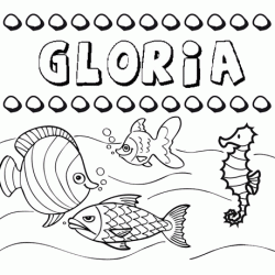 Dibujos de los nombres. Nombre Gloria para pintar, colorear e imprimir