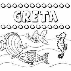 Dibujos de los nombres. Nombre Greta para pintar, colorear e imprimir