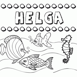 Dibujos de los nombres. Nombre Helga para pintar, colorear e imprimir