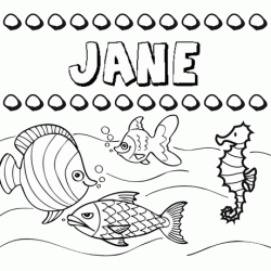 Dibujos de los nombres. Nombre Jane para pintar, colorear e imprimir