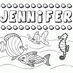 Dibujos de los nombres. Nombre Jennifer para pintar, colorear e imprimir