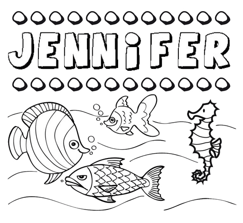 Dibujos de los nombres. Nombre Jennifer para pintar, colorear e imprimir