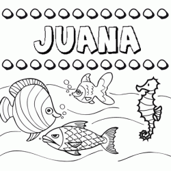 Dibujos de los nombres. Nombre Juana para pintar, colorear e imprimir