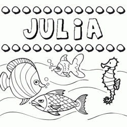 Dibujos de los nombres. Nombre Julia para pintar, colorear e imprimir