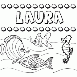 Dibujos de los nombres. Nombre Laura para pintar, colorear e imprimir