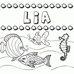 Dibujos de los nombres. Nombre Lía para pintar, colorear e imprimir