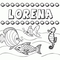 Dibujos de los nombres. Nombre Lorena para pintar, colorear e imprimir