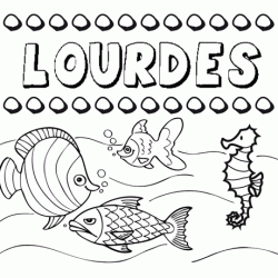 Dibujos de los nombres. Nombre Lourdes para pintar, colorear e imprimir