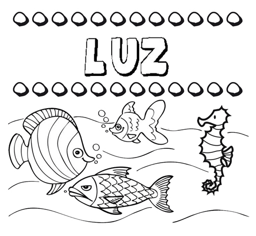 Dibujos de los nombres. Nombre Luz para pintar, colorear e imprimir