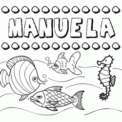 Dibujos de los nombres. Nombre Manuela para pintar, colorear e imprimir