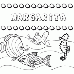Dibujos de los nombres. Nombre Margarita para pintar, colorear e imprimir