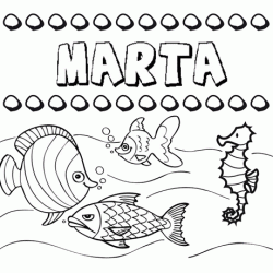 Dibujos de los nombres. Nombre Marta para pintar, colorear e imprimir
