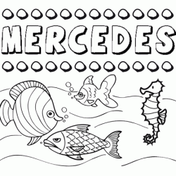 Dibujos de los nombres. Nombre Mercedes para pintar, colorear e imprimir
