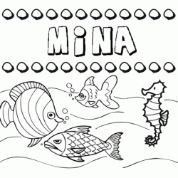 Dibujos de los nombres. Nombre Mina para pintar, colorear e imprimir