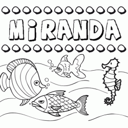 Dibujos de los nombres. Nombre Miranda para pintar, colorear e imprimir