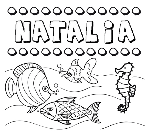 Dibujos de los nombres. Nombre Natalia para pintar, colorear e imprimir