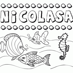 Dibujos de los nombres. Nombre Nicolasa para pintar, colorear e imprimir