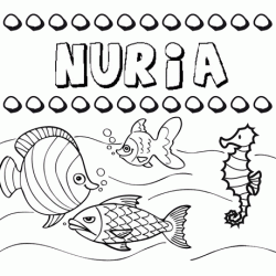 Dibujos de los nombres. Nombre Nuria para pintar, colorear e imprimir
