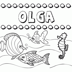 Dibujos de los nombres. Nombre Olga para pintar, colorear e imprimir